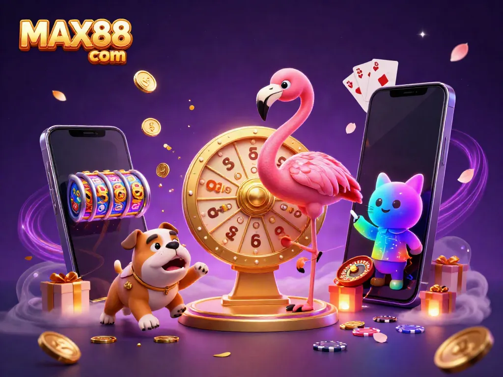 Win big at MAX88 com with exciting game elements, vibrant characters, and a dynamic casino atmosphere.