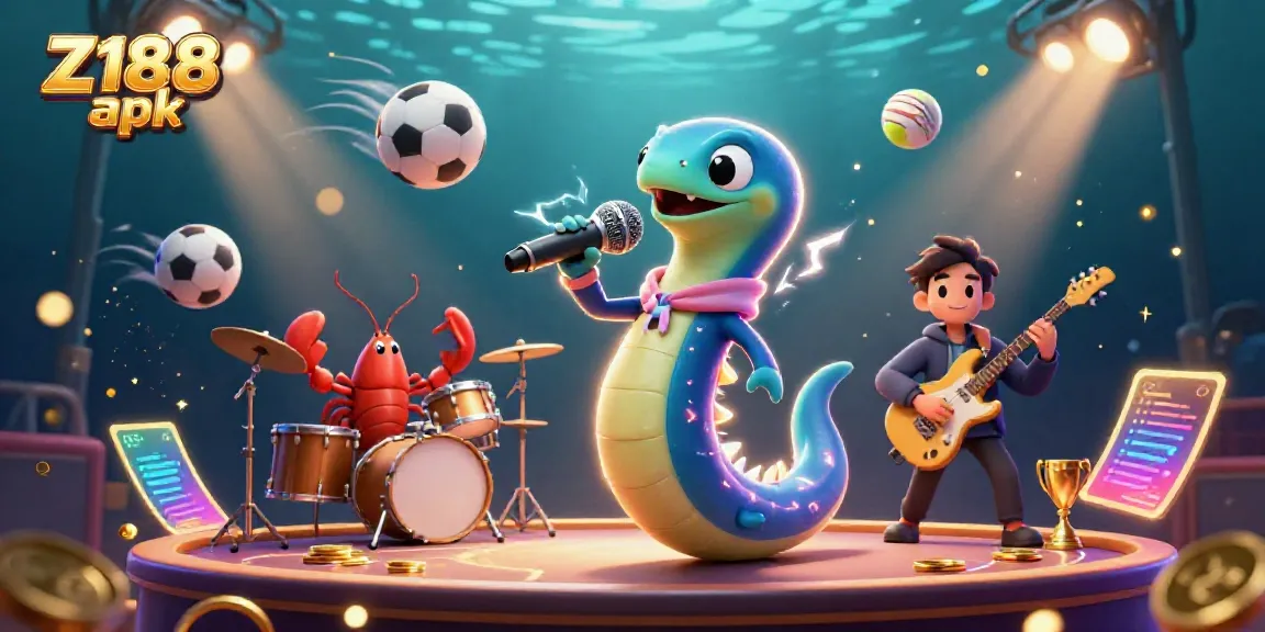Experience Z188 apk's underwater casino world featuring lively characters and dynamic sports elements.
