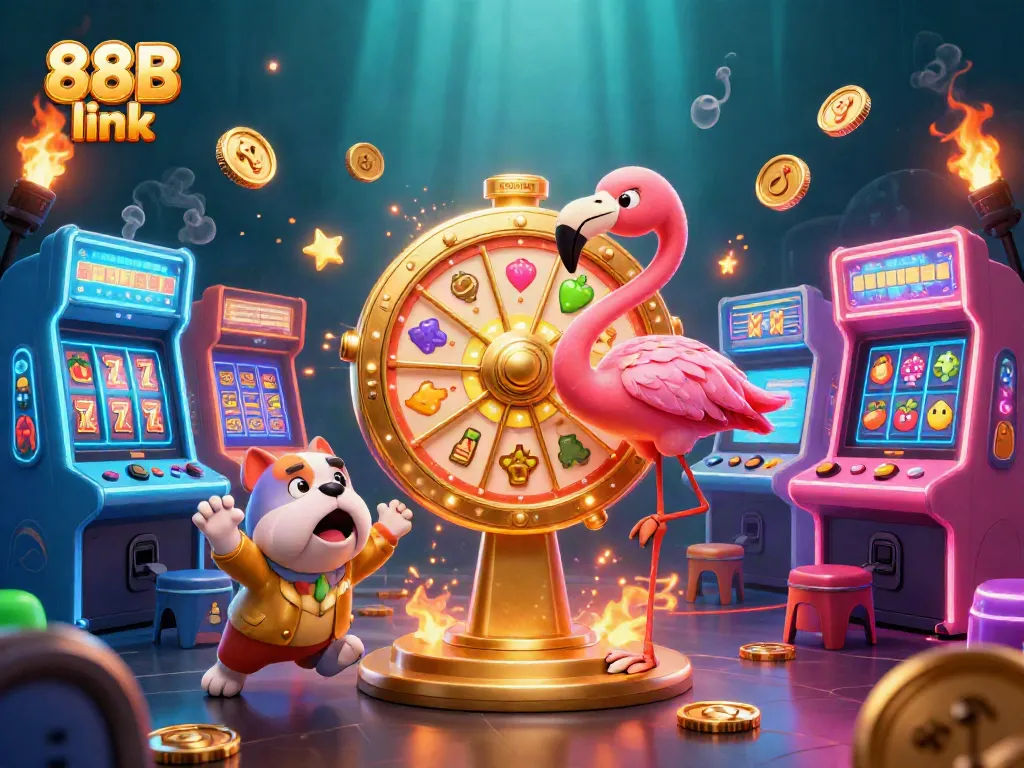 Spin the exciting 88B link prize wheel with a lively game show host and contestants!