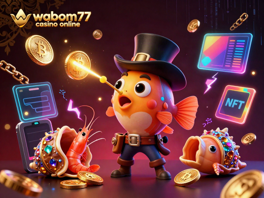 Experience thrilling action at waboom77 casino online with an engaging 3D illustration of animated characters and vibrant gaming elements.