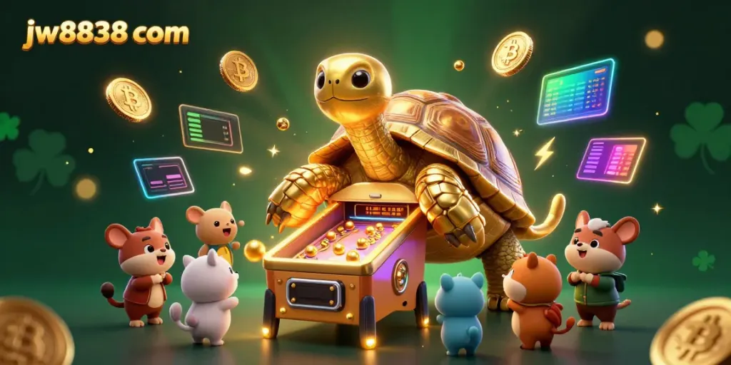 Engage with jw8838 com's exciting gaming experience featuring a colossal tortoise pinball machine.