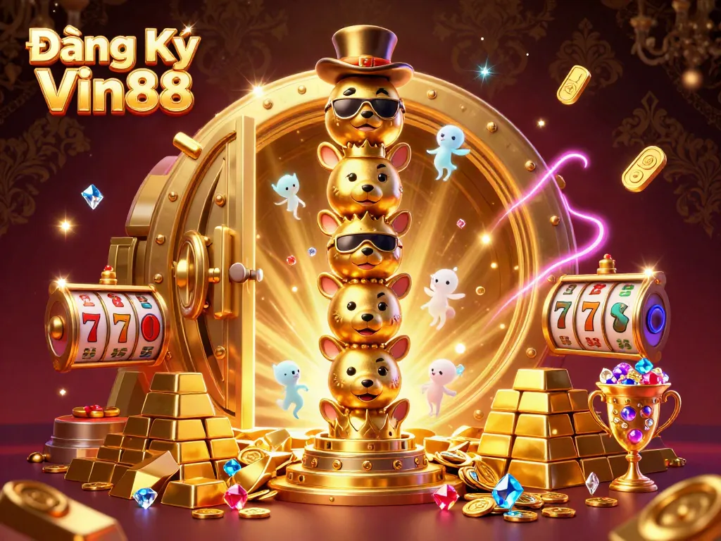 Engage with Đăng Ký Vin88 for thrilling gaming adventures in this vibrant casino illustration.