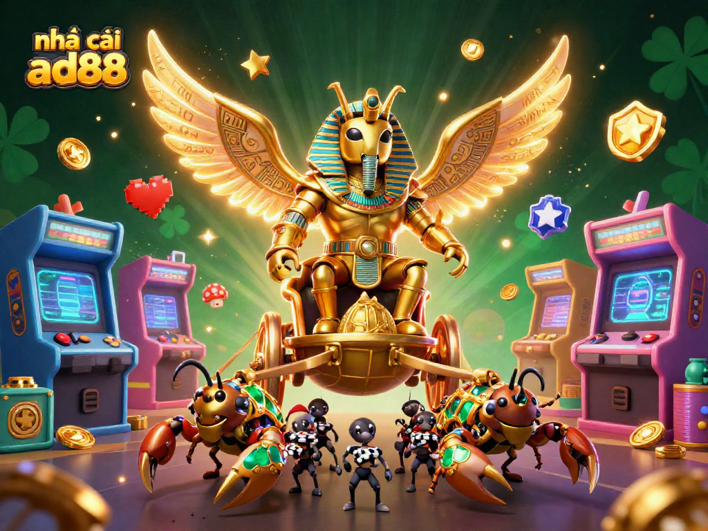 Engage with nhà cái ad88's thrilling world, featuring a grand chariot and poker chips in lively casino action.