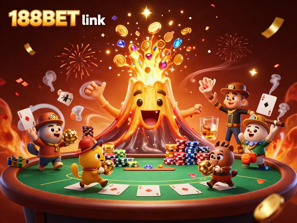 Experience the excitement of winnings at the 188BET link with vibrant casino elements and dynamic characters.
