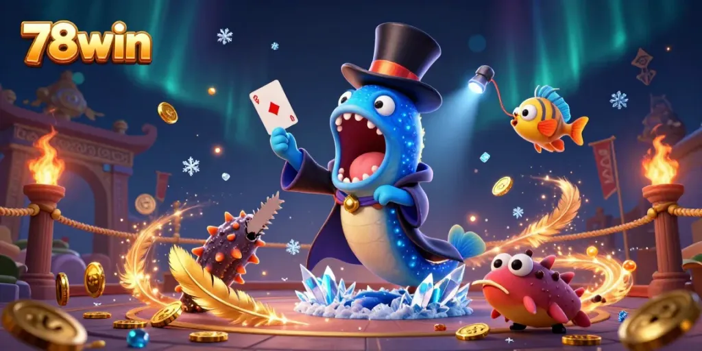 Experience thrilling gameplay at 78win with colorful fish and magic-themed casino elements.