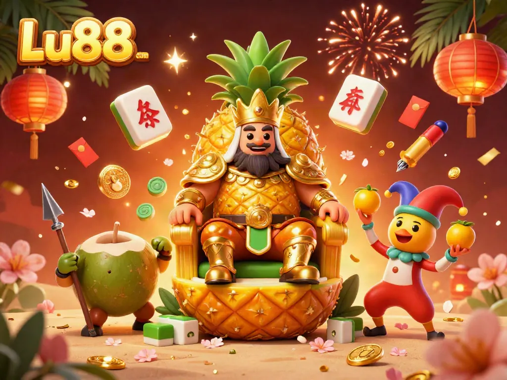 Join the excitement at Lu88 com with the golden pineapple king and vibrant beach casino scene.