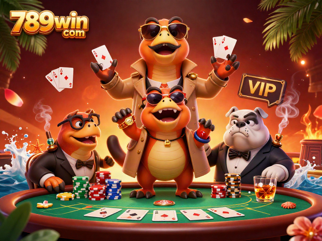Engage in thrilling gaming action with 789win com as raptors sneak into a VIP casino lounge.