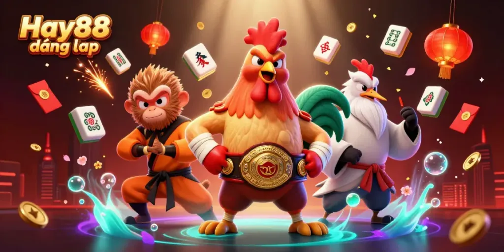 Gamble with confidence at Hay88 đăng nhập featuring dynamic martial arts characters and vibrant casino elements.